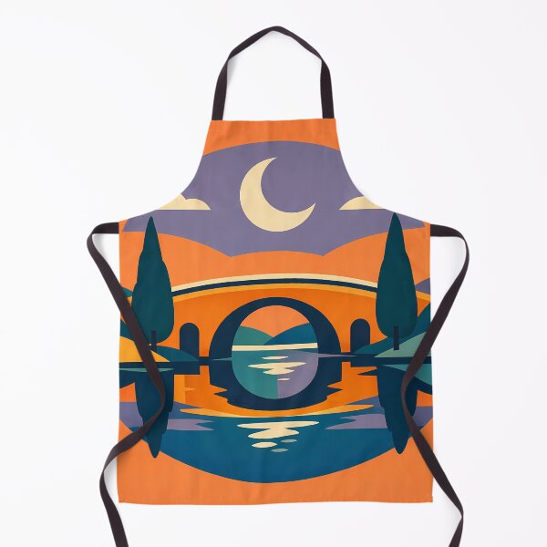 Item preview, Moonlit Bridge Colour Block Landscape designed and sold by InkSmithery.