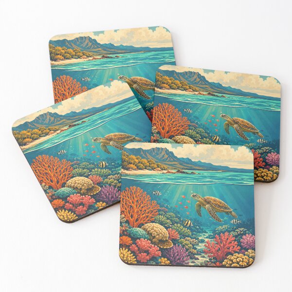 Item preview, Great Barrier Reef Australia Sea Turtle Retro Poster designed and sold by pod24.