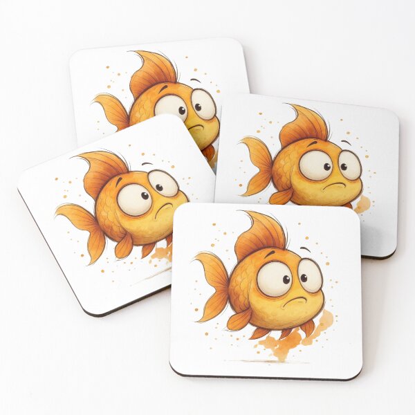 Item preview, Surprised Little Goldfish Watercolor Illustration designed and sold by NalayakNobita.