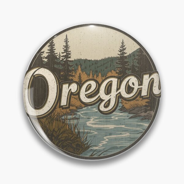 Item preview, Oregon Landscape Vintage Badge  designed and sold by PamLeeDesign.