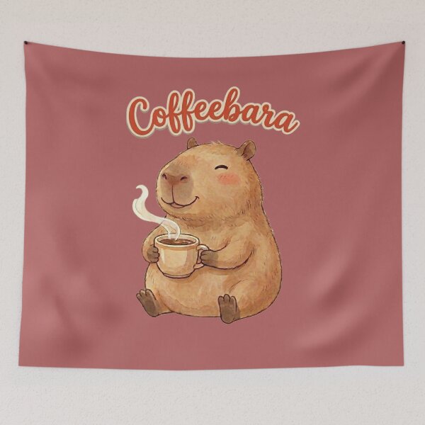 Item preview, Cute Capybara Drinking Coffee designed and sold by MegaNovaArt.