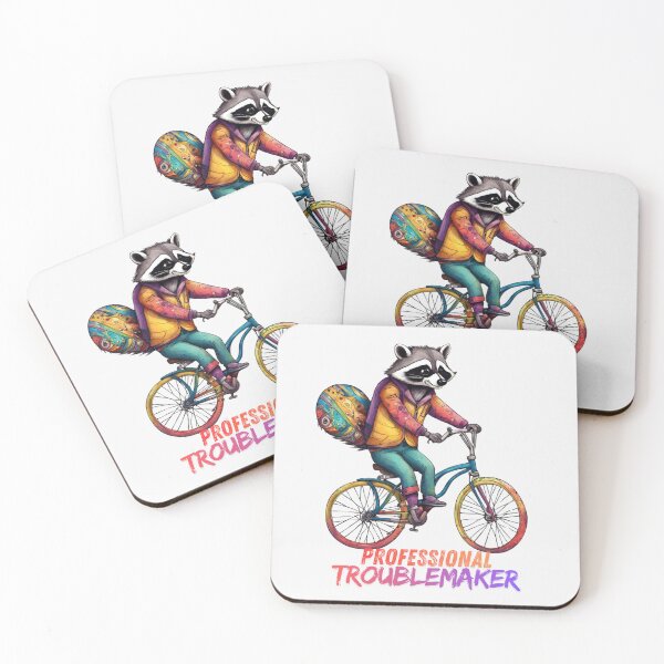 Item preview, Raccoon on a bicycle designed and sold by WhimsyBeast.