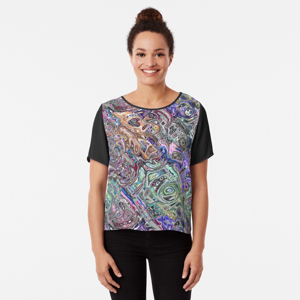 Abstract Melted Colors Chiffon Top