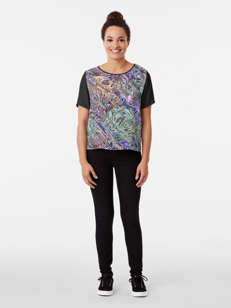 Alternate view of Abstract Melted Colors Chiffon Top