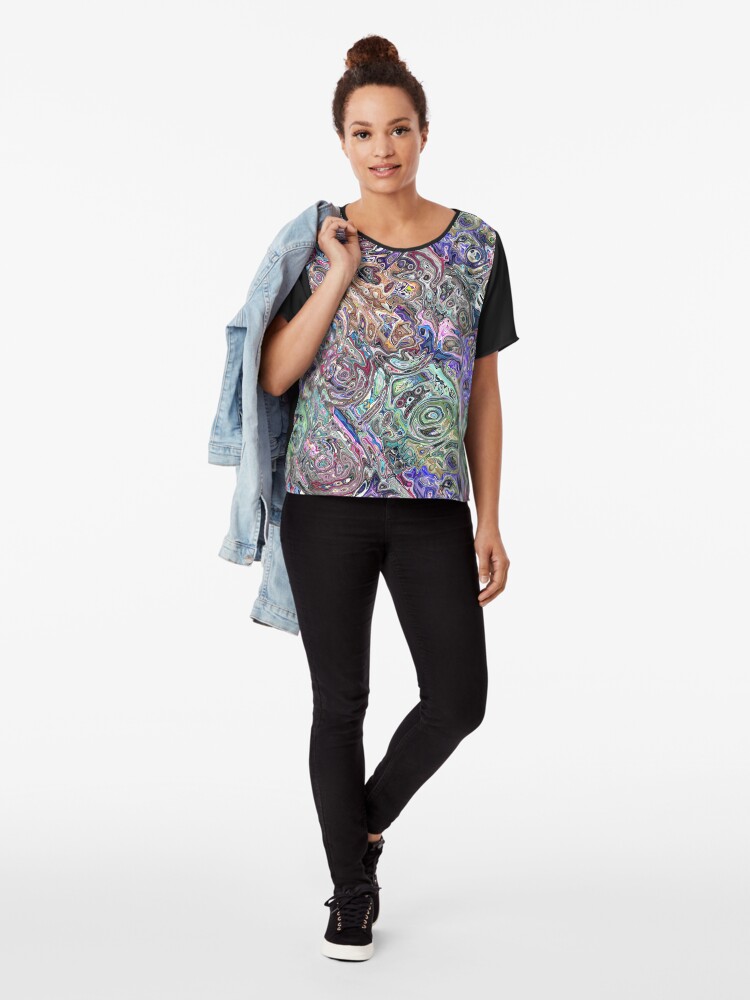 Alternate view of Abstract Melted Colors Chiffon Top