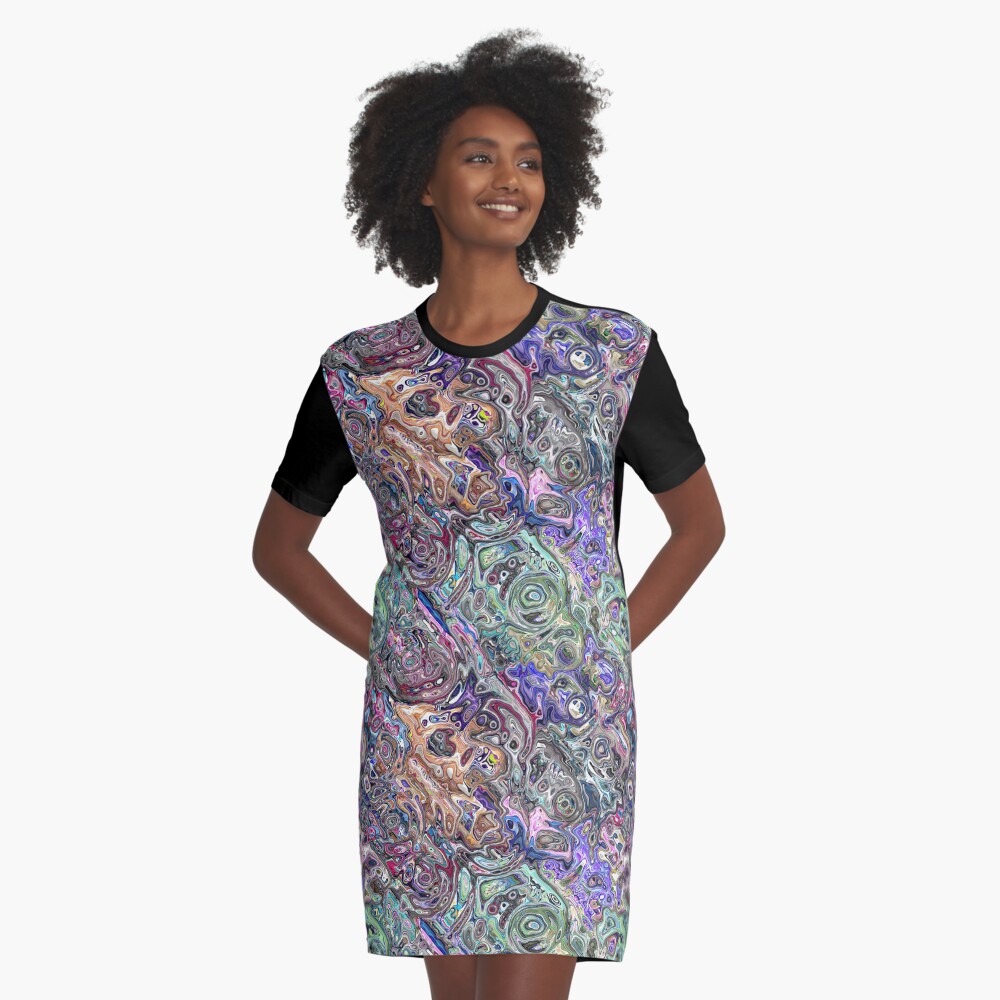 Abstract Melted Colors Graphic T-Shirt Dress