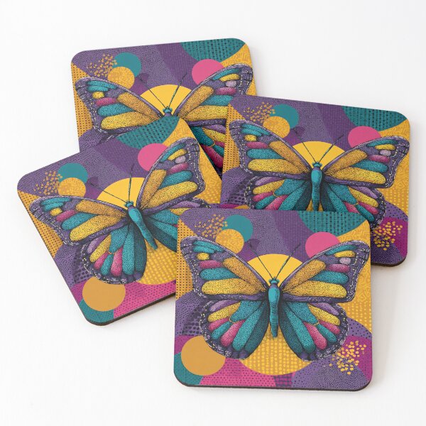 Item preview, Vibrant Butterfly Pop Art, Yellow Purple Teal Dotted Wings Art designed and sold by daila70.