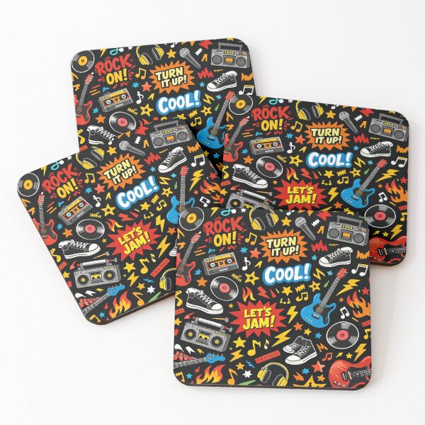 Item preview, Retro Rock On Doodles - Colorful Music Boombox and Guitar Pattern designed and sold by myforestfog.