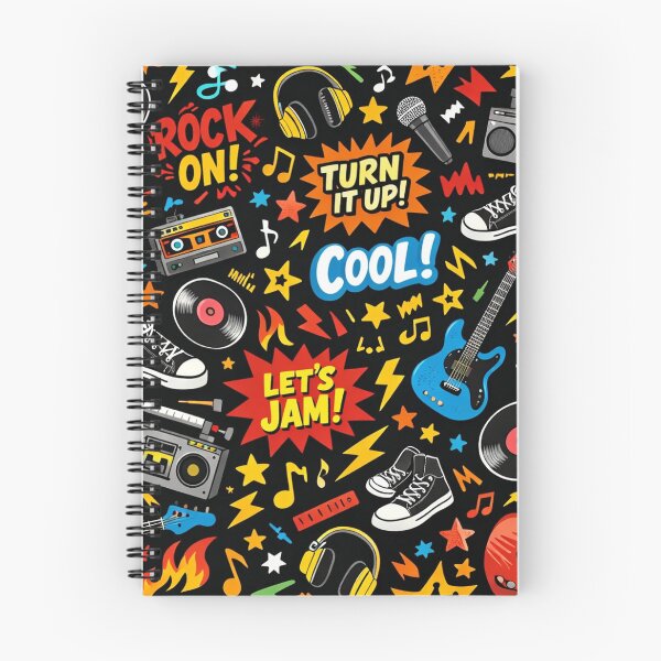 Item preview, Retro Rock On Doodles - Colorful Music Boombox and Guitar Pattern designed and sold by myforestfog.