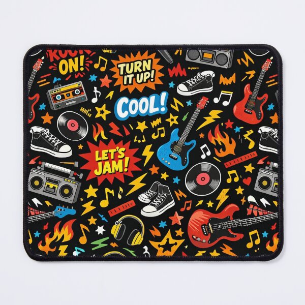 Item preview, Retro Rock On Doodles - Colorful Music Boombox and Guitar Pattern designed and sold by myforestfog.