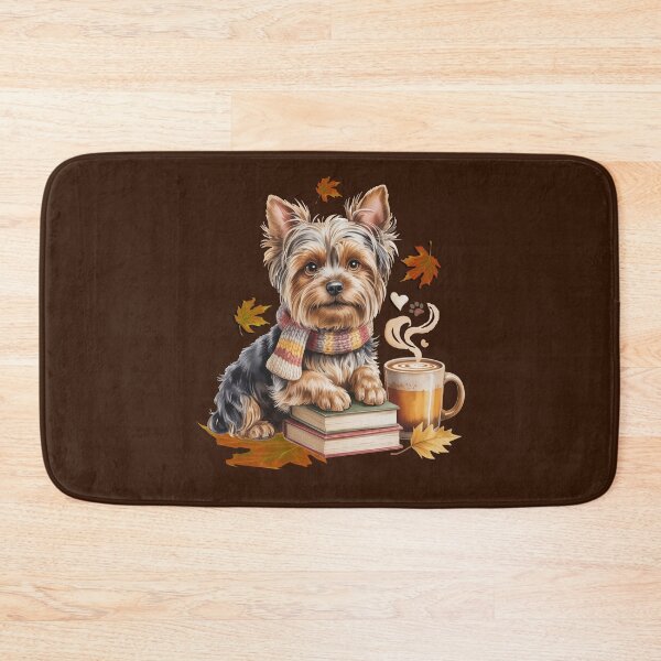 Item preview, Cute Yorkie with Books Coffee and Autumn Leaves designed and sold by Cute & Sassy Custom Gifting Boutiques.