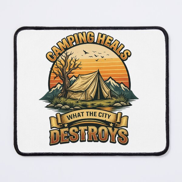 Item preview, Vintage Camping Heals What The City Destroys Retro Outdoor T-Shirt Design designed and sold by AMIR PRO .