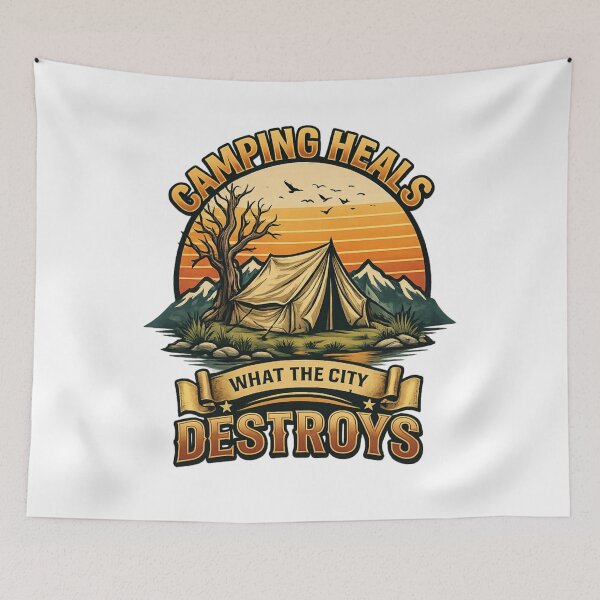 Item preview, Vintage Camping Heals What The City Destroys Retro Outdoor T-Shirt Design designed and sold by AMIR PRO .