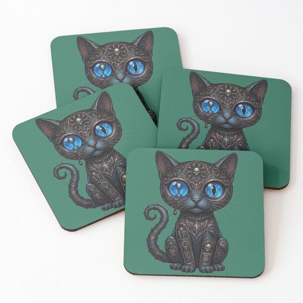 Item preview, Memento Mori Gothic Cat Dark Occult Mystic Feline Art designed and sold by MegaNovaArt.