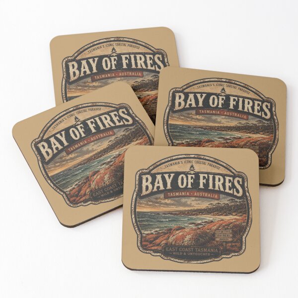 Item preview, Bay of Fires Tasmania Vintage Travel Sticker designed and sold by Random Designs.