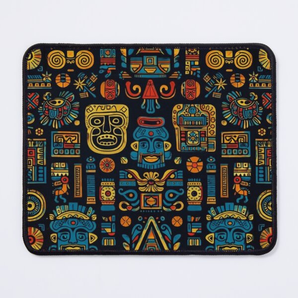 Item preview, Ancient Aztec Mystery - Vibrant Mayan Tribal Mask Seamless Pattern designed and sold by myforestfog.