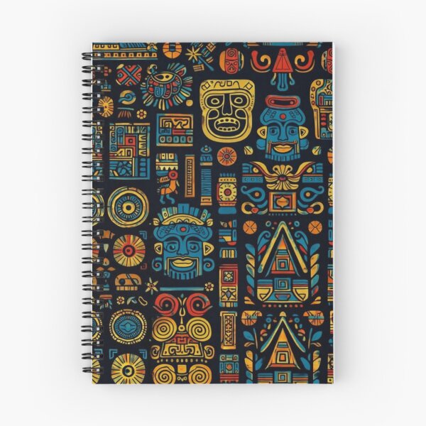 Item preview, Ancient Aztec Mystery - Vibrant Mayan Tribal Mask Seamless Pattern designed and sold by myforestfog.