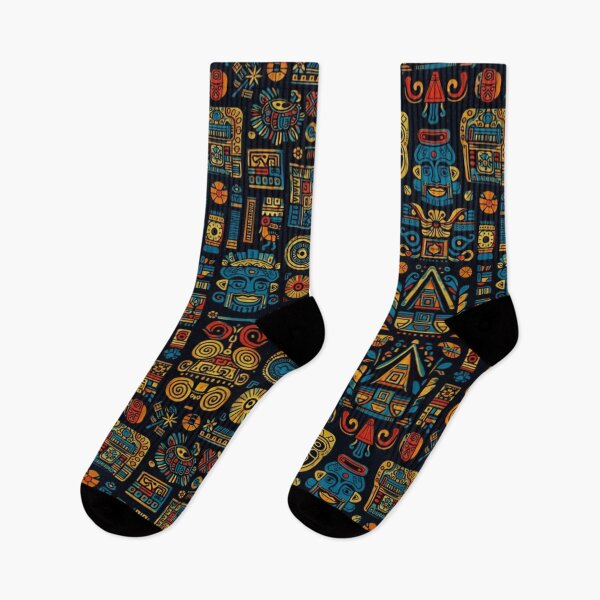 Item preview, Ancient Aztec Mystery - Vibrant Mayan Tribal Mask Seamless Pattern designed and sold by myforestfog.