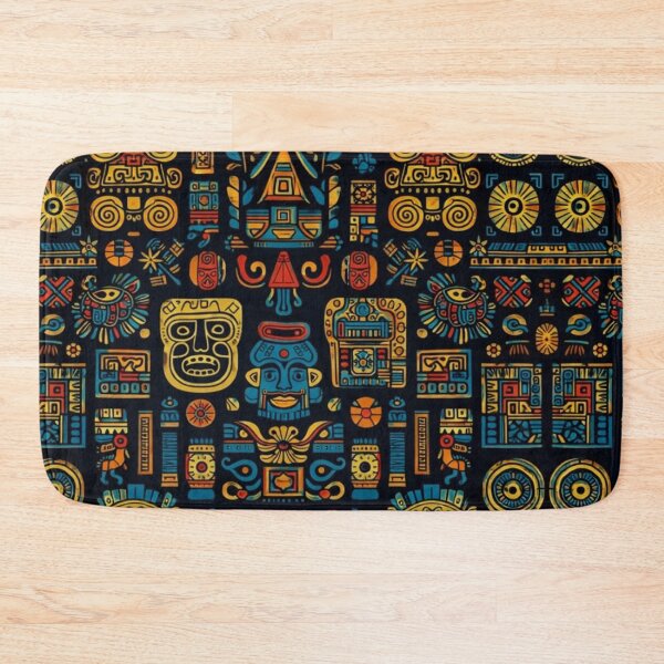 Item preview, Ancient Aztec Mystery - Vibrant Mayan Tribal Mask Seamless Pattern designed and sold by myforestfog.