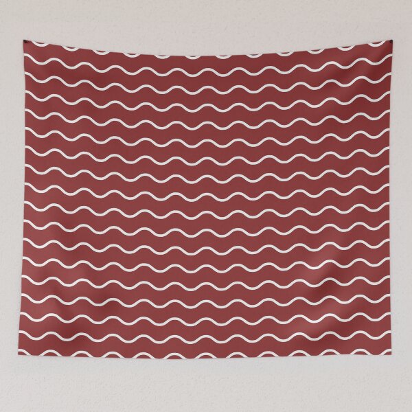 Item preview, Brick Red And White Waves Pattern designed and sold by pattern-archive.