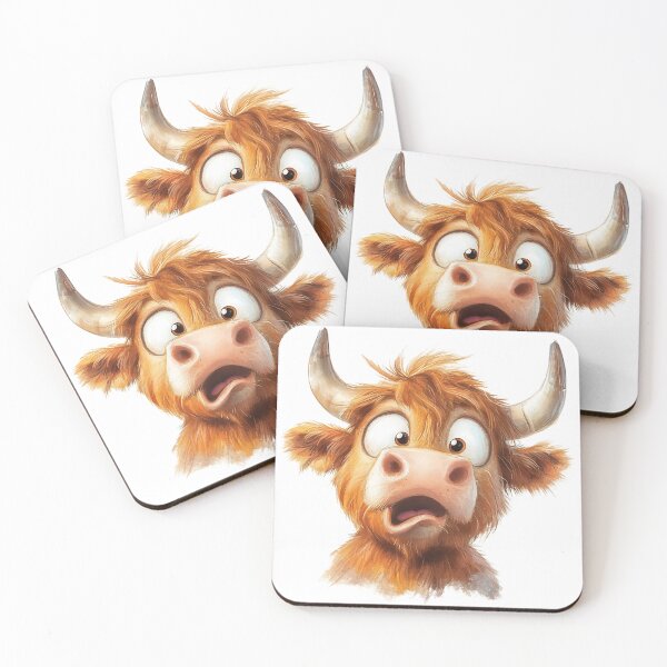 Item preview, Funny Shocked Highland Cow Watercolor Art designed and sold by NalayakNobita.