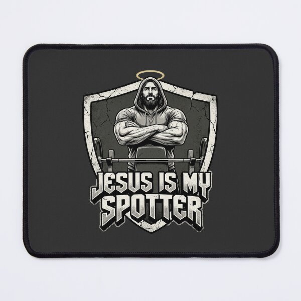 Item preview, Jesus Is My Spotter - Funny Bench Press Gym Meme - Holy Gains designed and sold by quackynaut.