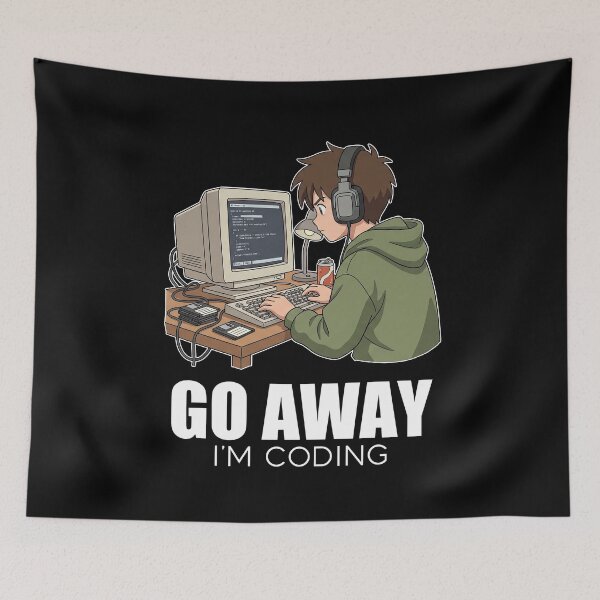 Item preview, Retro Lofi Developer - Go Away I'm Coding - 90s Aesthetic Tech Art designed and sold by Osmose-Studio.