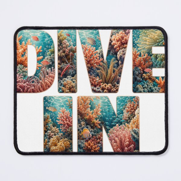 Item preview, DIVE IN — Coral Vault Tee (Reef Micro‑World Lettering) designed and sold by Jandedan.