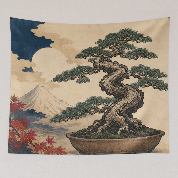 Item preview, Bonsai Pine - Vintage Traditional Japanese Ukiyo-e Woodblock Print Style designed and sold by bapupa.