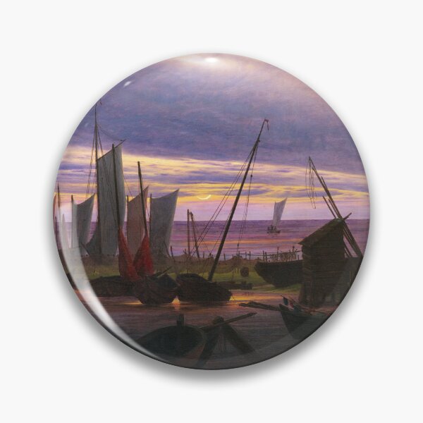 Item preview, Caspar David Friedrich. Ships in the harbor at sunset designed and sold by likiska.
