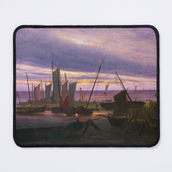 Item preview, Caspar David Friedrich. Ships in the harbor at sunset designed and sold by likiska.