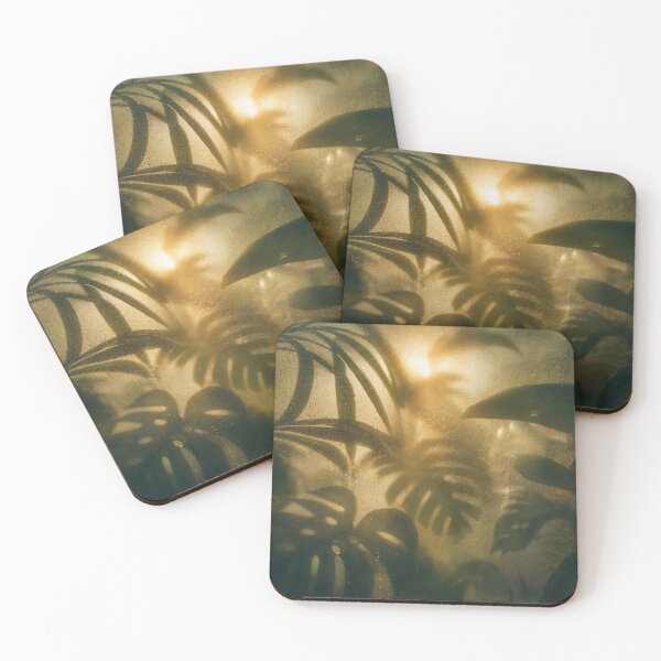 Item preview, MISTED TROPICS — Frosted Foliage Print (Exotic Leaves, Sunbeam Dew) designed and sold by Jandedan.