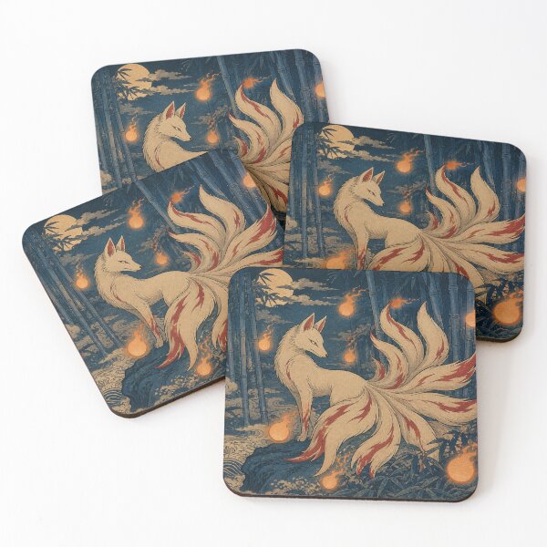 Item preview, Kitsune Foxfire Clearing - Vintage Traditional Japanese Ukiyo-e Woodblock Print Style designed and sold by bapupa.