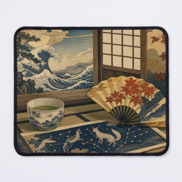 Item preview, Tea with the Kitsune Spirit - Vintage Traditional Japanese Ukiyo-e Woodblock Print Style designed and sold by bapupa.