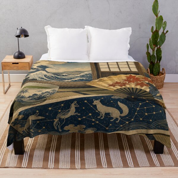 Item preview, Tea with the Kitsune Spirit - Vintage Traditional Japanese Ukiyo-e Woodblock Print Style designed and sold by bapupa.