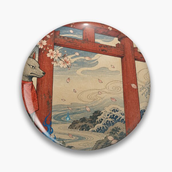 Item preview, Kitsune's Shrine - Vintage Traditional Japanese Ukiyo-e Woodblock Print Style designed and sold by bapupa.