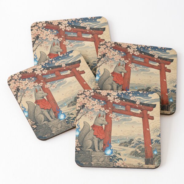 Item preview, Kitsune's Shrine - Vintage Traditional Japanese Ukiyo-e Woodblock Print Style designed and sold by bapupa.