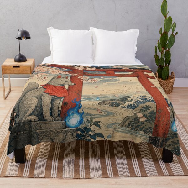 Item preview, Kitsune's Shrine - Vintage Traditional Japanese Ukiyo-e Woodblock Print Style designed and sold by bapupa.