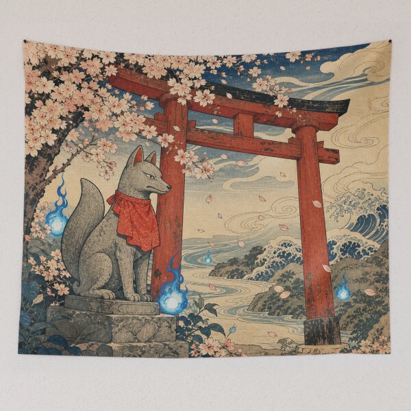 Item preview, Kitsune's Shrine - Vintage Traditional Japanese Ukiyo-e Woodblock Print Style designed and sold by bapupa.