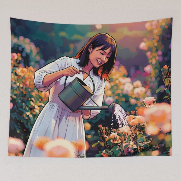Item preview, Lady Watering the Roses designed and sold by tomorrowsart.