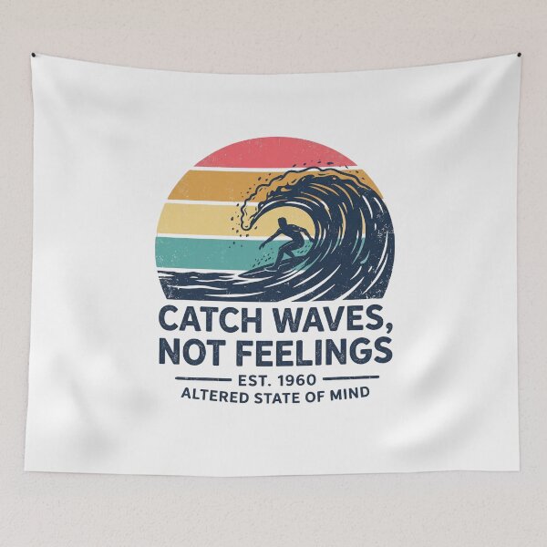 Item preview, Catch Waves Not Feelings Retro Surf Tee designed and sold by Epic Wear Store.