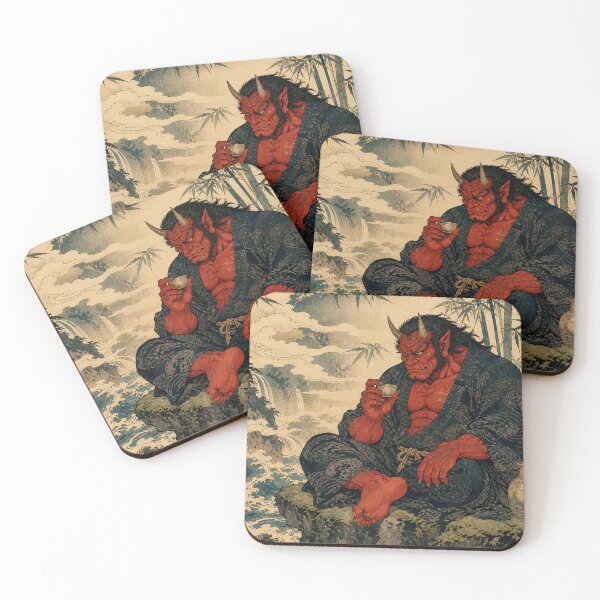 Item preview, Tea with the Oni - Vintage Traditional Japanese Ukiyo-e Woodblock Print Style designed and sold by bapupa.