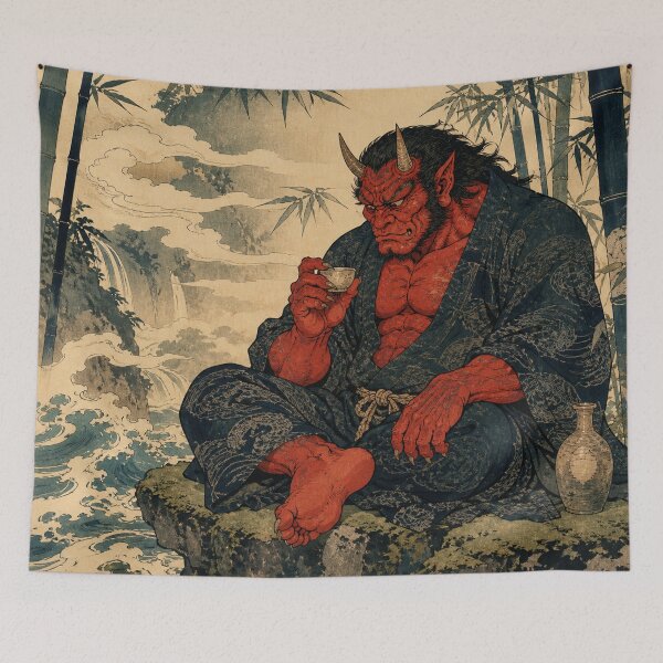 Item preview, Tea with the Oni - Vintage Traditional Japanese Ukiyo-e Woodblock Print Style designed and sold by bapupa.