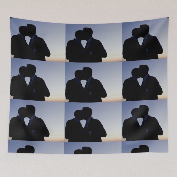 Item preview, LGBT gay wedding marriage grooms kiss silhouette wedding photo designed and sold by edwardolive.