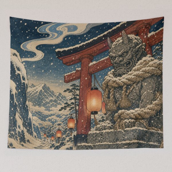 Item preview, Mountain Shrine Oni - Vintage Traditional Japanese Ukiyo-e Woodblock Print Style designed and sold by bapupa.