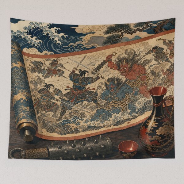 Item preview, Scroll of Oni Legends - Vintage Traditional Japanese Ukiyo-e Woodblock Print Style designed and sold by bapupa.