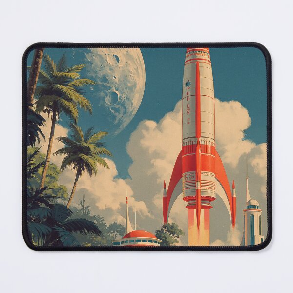 Item preview, Retro Futuristic Rocket Launch Tropical Paradise designed and sold by Visual Foundry.
