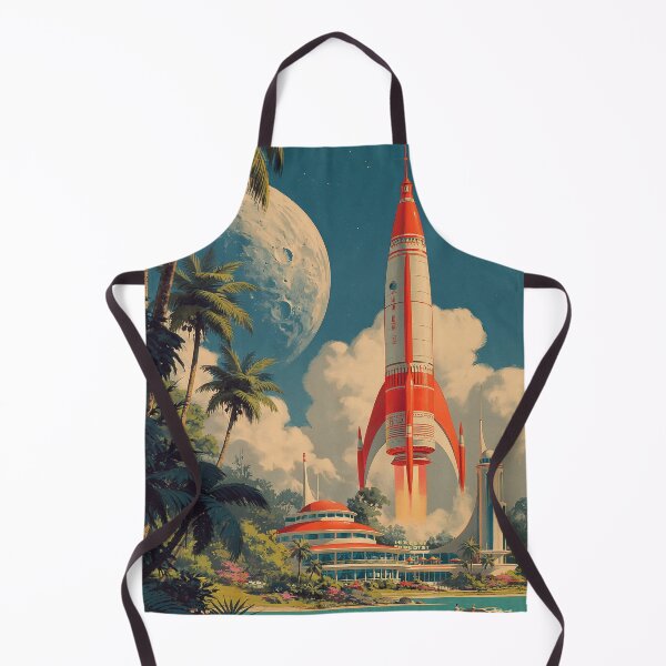 Item preview, Retro Futuristic Rocket Launch Tropical Paradise designed and sold by Visual Foundry.