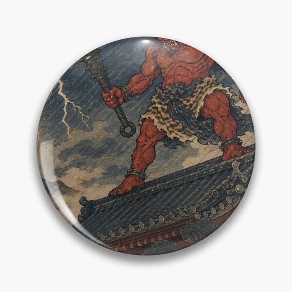 Item preview, Thunderous Oni Guardian - Vintage Traditional Japanese Ukiyo-e Woodblock Print Style designed and sold by bapupa.