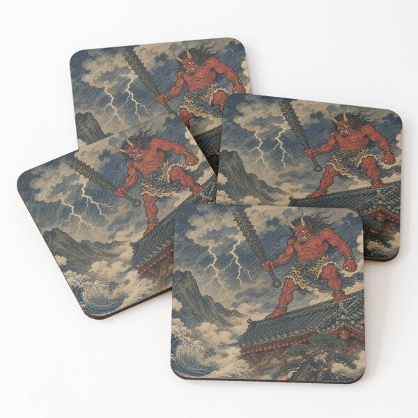 Item preview, Thunderous Oni Guardian - Vintage Traditional Japanese Ukiyo-e Woodblock Print Style designed and sold by bapupa.
